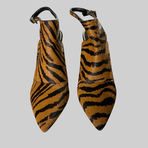 White House Black Market Tiger Animal Print Calf Hair Slingback Bootie Mule 7 M - Picture 4 of 13